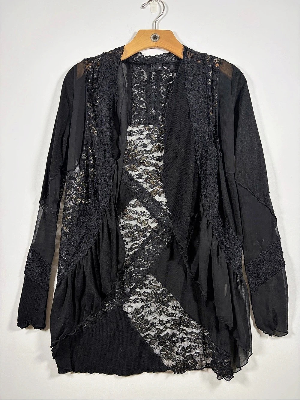 BKE mixed material black cardigan size small